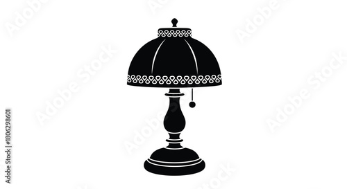 Elegant black silhouette of a vintage table lamp with ornate details