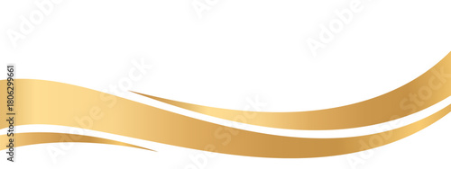 Golden swooshes wave element with a metallic gradient for a luxurious border or footer on a certificate, banner, or invitation