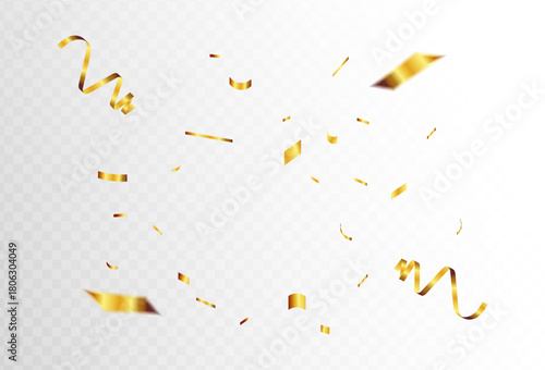 Golden Confetti Streamers Celebrate with Sparkling Festivity and Joyful Moments