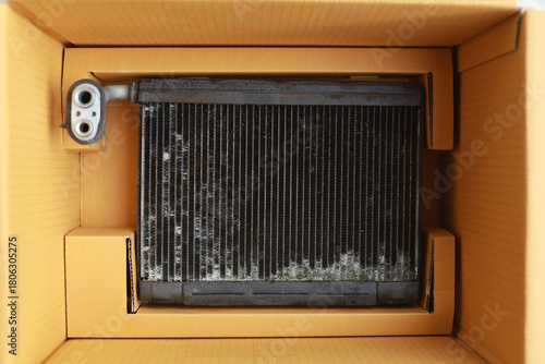 Old car radiator close-up photo