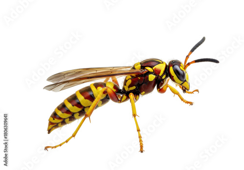 Cuadro en lienzo Eastern yellowjacket wasp isolated on transparent PNG, detailed close-up of inse