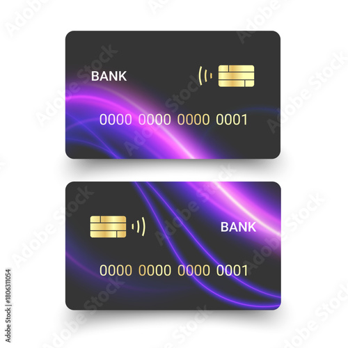 Set of credit cards isolated on white background Credit and debit card