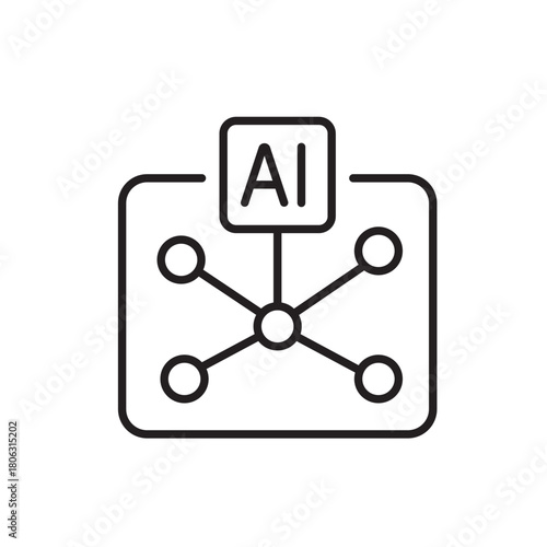 A vector icon representing AI decoration planner with connected nodes, created in line style with editable stroke