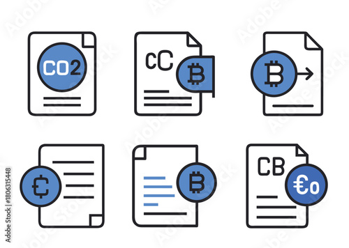 Digital currency and environmental regulation business documents related to cryptocurrency, co2