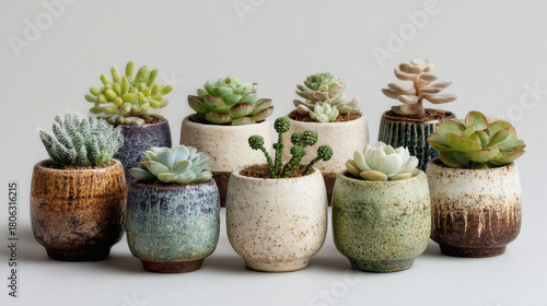 Wallpaper Mural Assortment of succulent plants in various ceramic pots. Torontodigital.ca