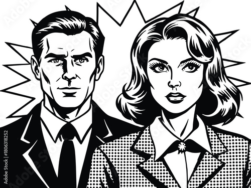 Dramatic 1950s Couple Graphic Element