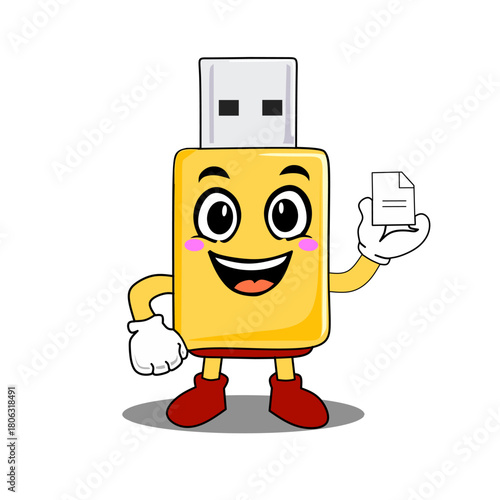 illustration of a mascot usb flash drive