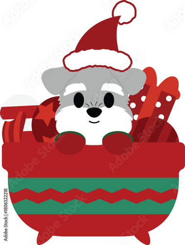 Cute Schnauzer Dog Christmas Elements