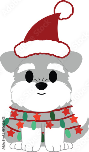 Cute Schnauzer Dog Christmas Elements