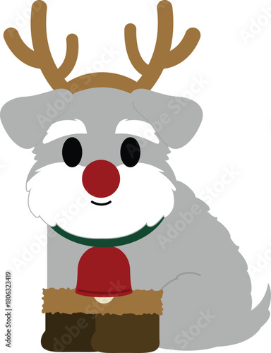 Cute Schnauzer Dog Christmas Elements