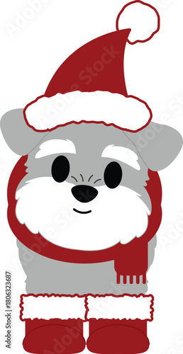 Cute Schnauzer Dog Christmas Elements