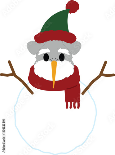 Cute Schnauzer Dog Christmas Elements