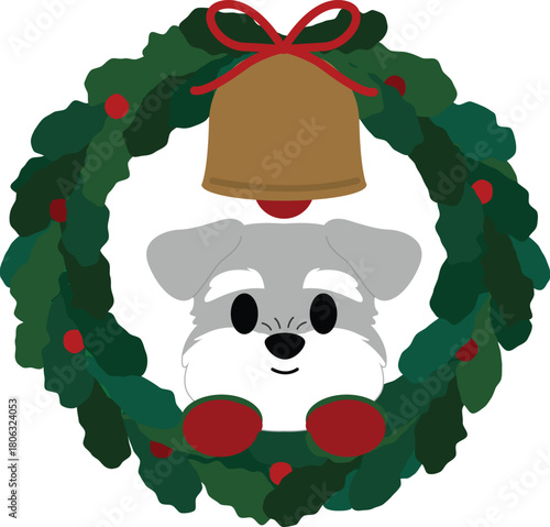 Cute Schnauzer Dog Christmas Elements