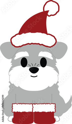 Cute Schnauzer Dog Christmas Elements