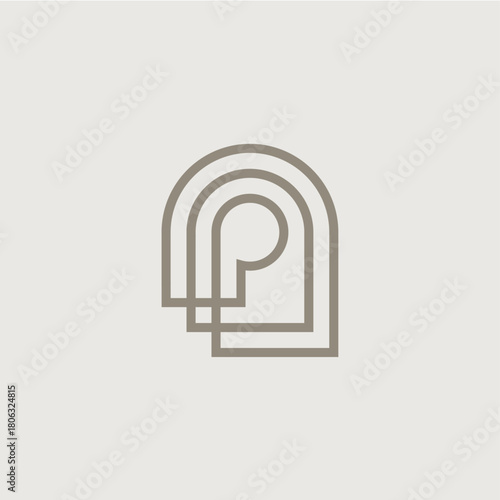 p letter niche door window logo vector icon illustration