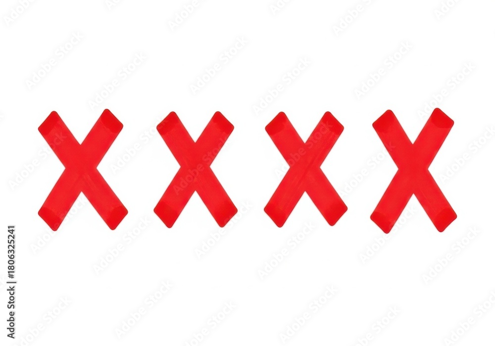 Obraz premium Four red x marks isolated on white background