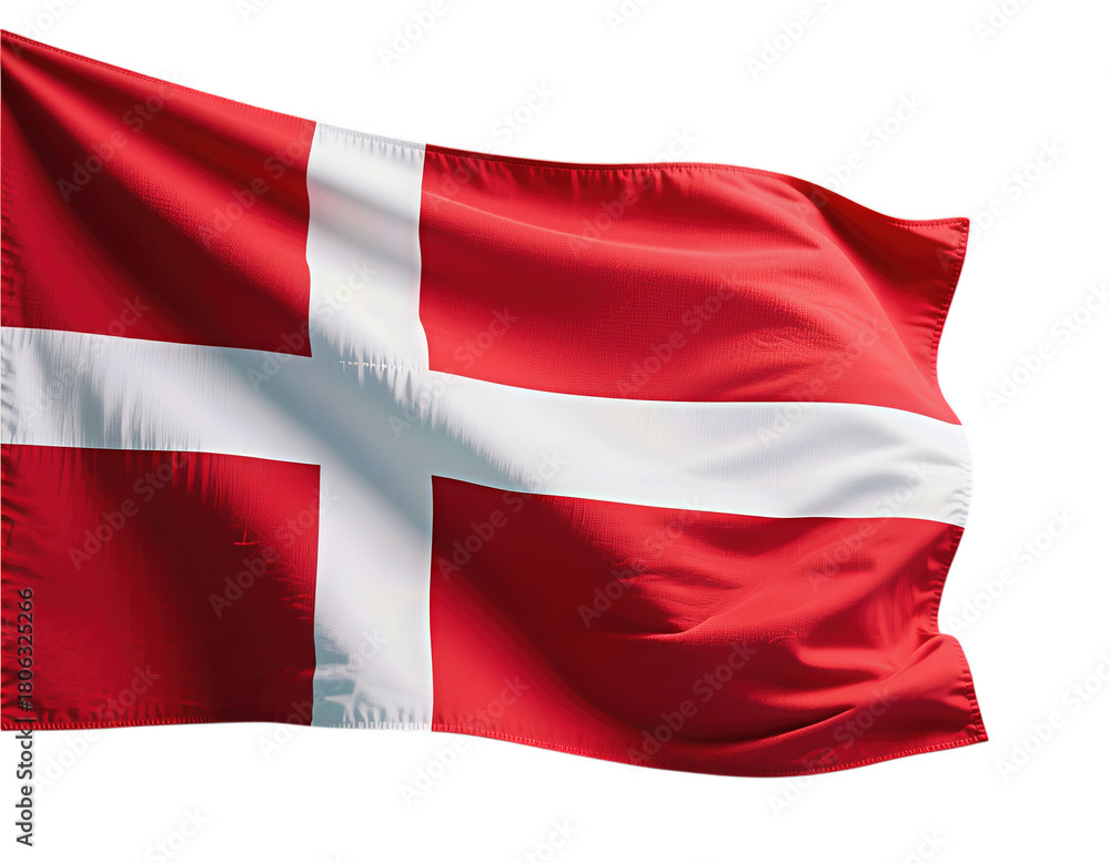 Fototapeta premium Red and White Flag with Nordic Cross Design Waving