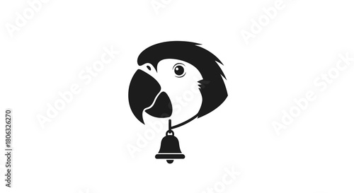 Parrot Head Wearing Bell Collar vector illustration