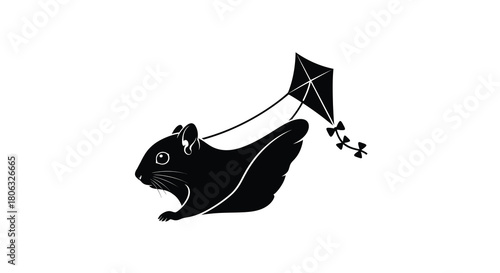 Flying Squirrel Attached To Kite vector illustration