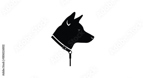Dog Head Silhouette With Collar Leash vector illustration