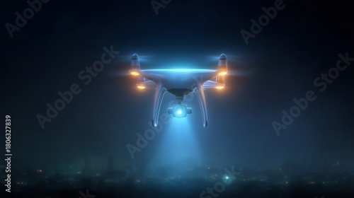 Night Flight Drone With Illuminated Camera
