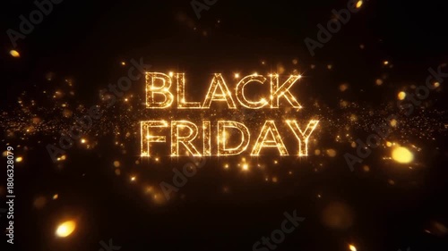 Black Friday sale, motion video from gift box to text on black background