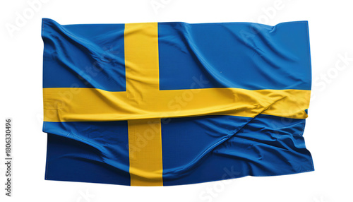 Waving flag with blue and yellow Nordic cross design