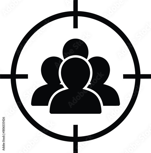 Illustration of targeting a group of people, focus on audience