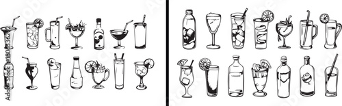 cocktail vector, drink illustration, alcoholic beverage, bar icons, glass design, party drinks, cocktail art, summer refreshment, mixology vector, beverage pattern