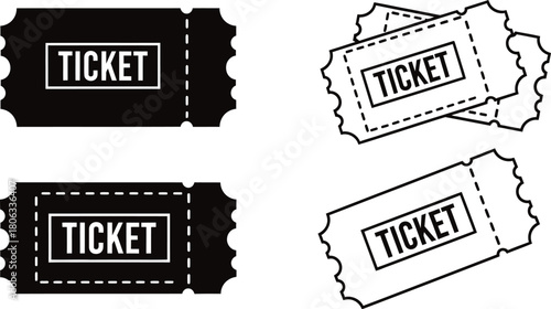 Illustration of black and white illustration of admission ticket