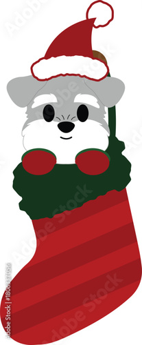 Cute Schnauzer Dog Christmas Elements
