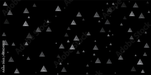 Seamless background pattern of evenly spaced white cone symbols of different sizes and opacity.  illustration on black background with stars