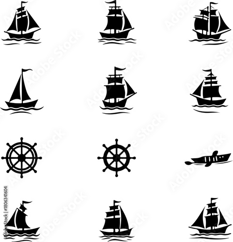 Nautical Ship Silhouette Collection