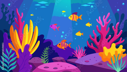 Underwater scene with fish and coral illustration