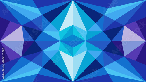 Symmetrical design with geometric shapes and blue hues