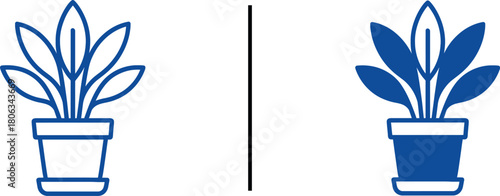 Dual Plant Pot Concept: A conceptual graphic showcasing two stylized plant pots. One pot featuring a white color, the other with a filled blue color, both illustrating a sense of balance.