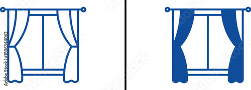 Window Adornments: A study of elegant drapery, depicting two distinct curtain arrangements with varying styles of hanging, illustrating the artistry of window treatments 