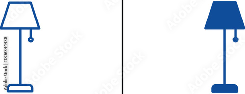 Illuminating Shadows: A minimalist depiction of two floor lamps, one outlined and the other filled, set against a subtle backdrop, suggesting light and contrast.