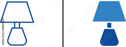 Iconic Lamp Designs: A juxtaposition of two lamp designs, one in outline and the other filled, showcasing simplicity and elegance. This illustrates the fundamental design