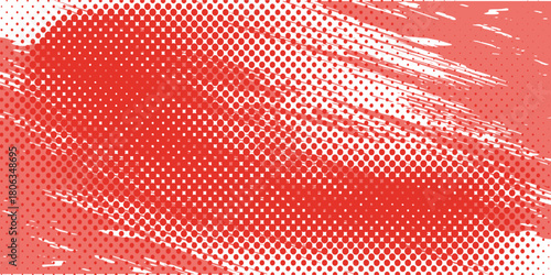 Red polka dots pattern. Dotted gradient halftone background. Red fading comic pop art overlay backdrop. Horizontal templates using halftone dots pattern. Halftone dots background. Vector illustration