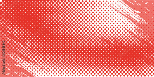 Red polka dots pattern. Dotted gradient halftone background. Red fading comic pop art overlay backdrop. Horizontal templates using halftone dots pattern. Halftone dots background. Vector illustration