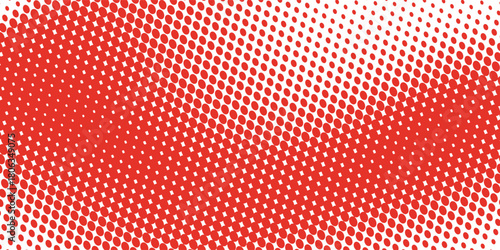 Red polka dots pattern. Dotted gradient halftone background. Red fading comic pop art overlay backdrop. Horizontal templates using halftone dots pattern. Halftone dots background. Vector illustration