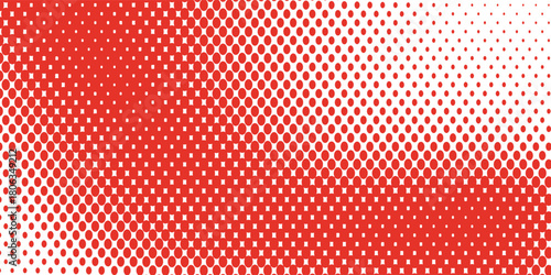 Red polka dots pattern. Dotted gradient halftone background. Red fading comic pop art overlay backdrop. Horizontal templates using halftone dots pattern. Halftone dots background. Vector illustration