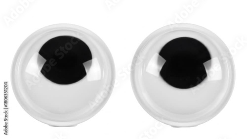 Two googly eyes isolated on white background, perfect for crafts, decorations, and adding a playful touch to any project