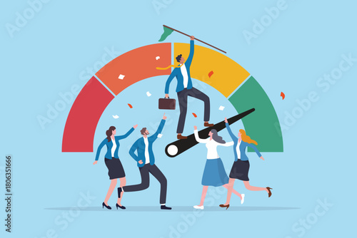 Employee success, thriving team achievement, corporate winning motivation, evaluation result, teamwork engagement, performance recognition, business people thriving on high performance evaluation.