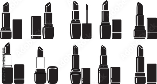 Collection of lipstick tubes and applicators, showcasing various shapes and sizes of beauty products