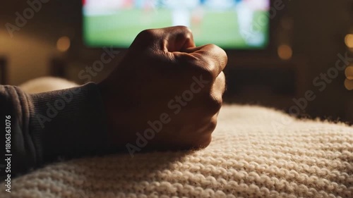 Subtle Victory Hand Clench, triumphant raised fist gesture