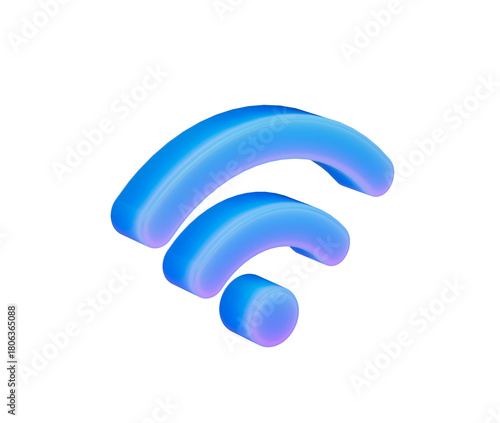 Stylish blue purple gradient 3D Wi-Fi symbol representing network access. 3d illustration
