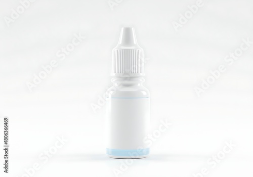 White Bottle with Liquid Medicine for Eye or Ear Drops Medical Treatment Solution on Isolated Background