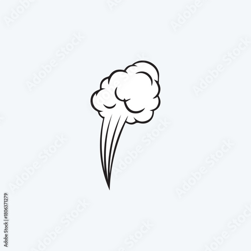 Cartoon illustration of a cloud of smoke or vapor with speed lines, isolated on a white background.